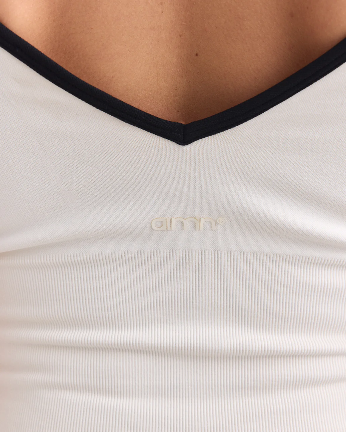 Black Cream Shape Seamless Deep Cut Singlet - Image 6