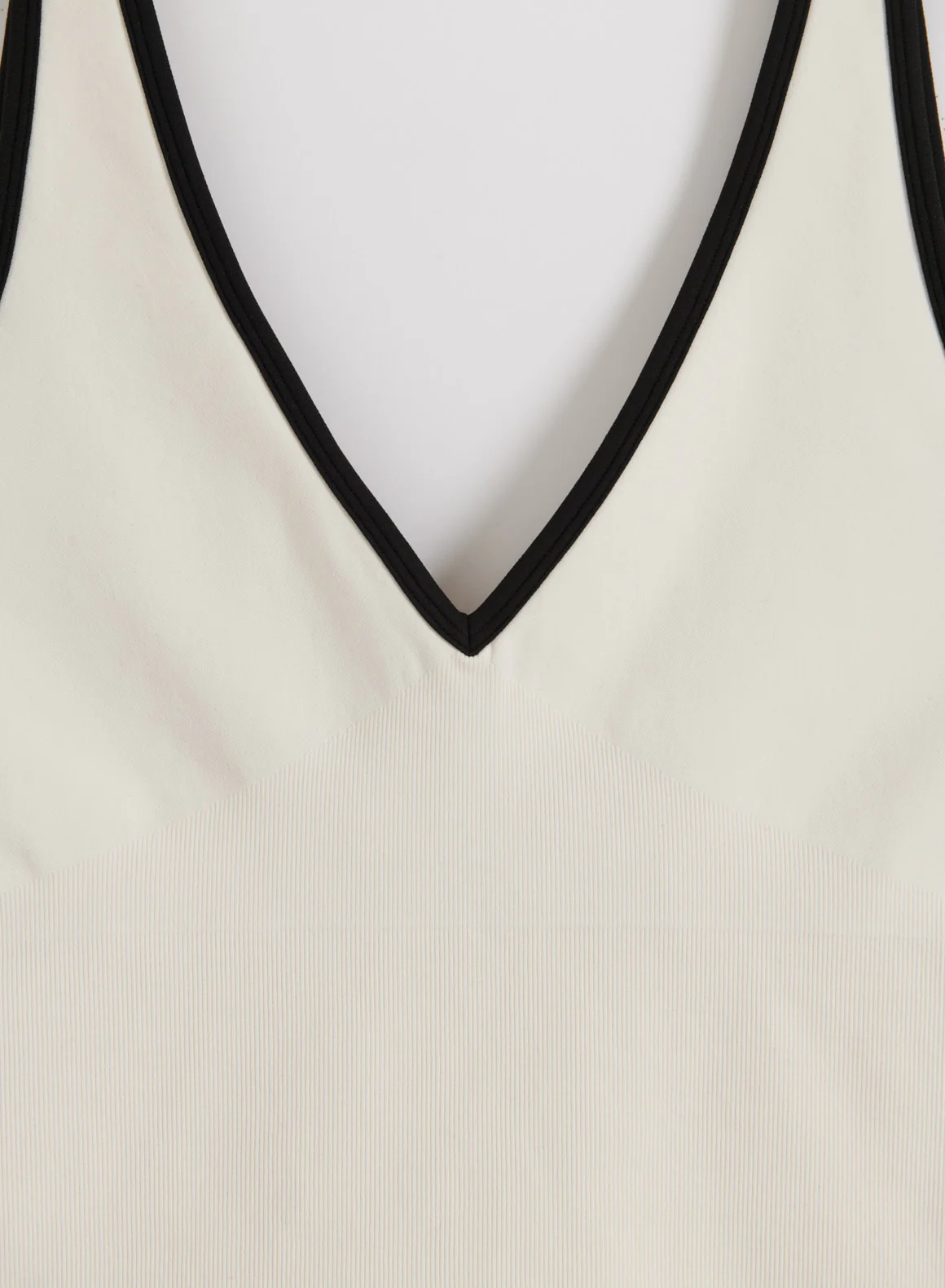 Black Cream Shape Seamless Deep Cut Singlet - Image 7