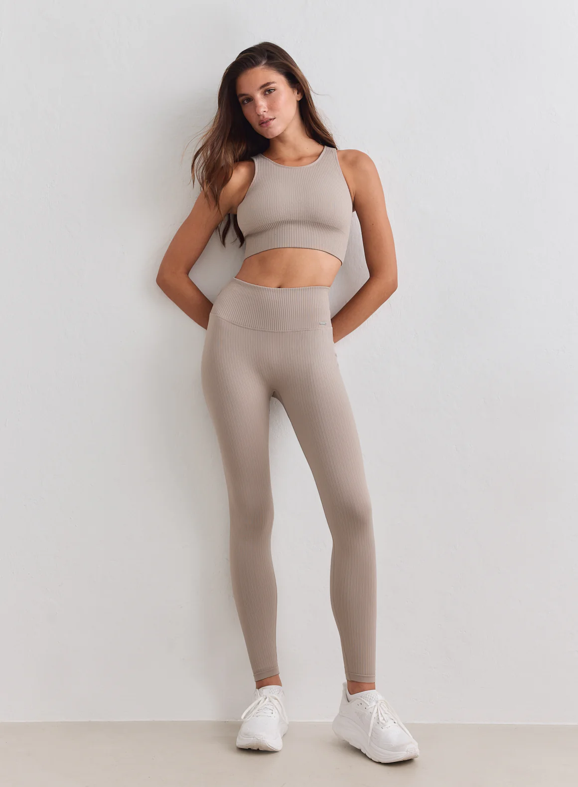 Dark Clay Ribbed Seamless Tights - Image 3