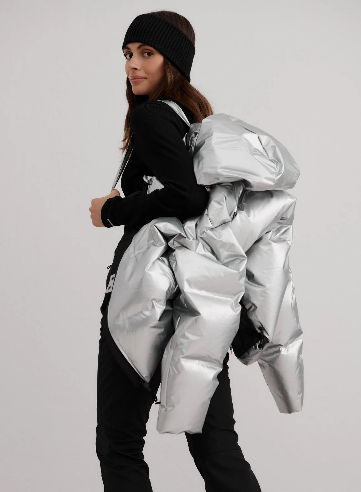 Silver Cortina Glossy Puffer Jacket - Image 3