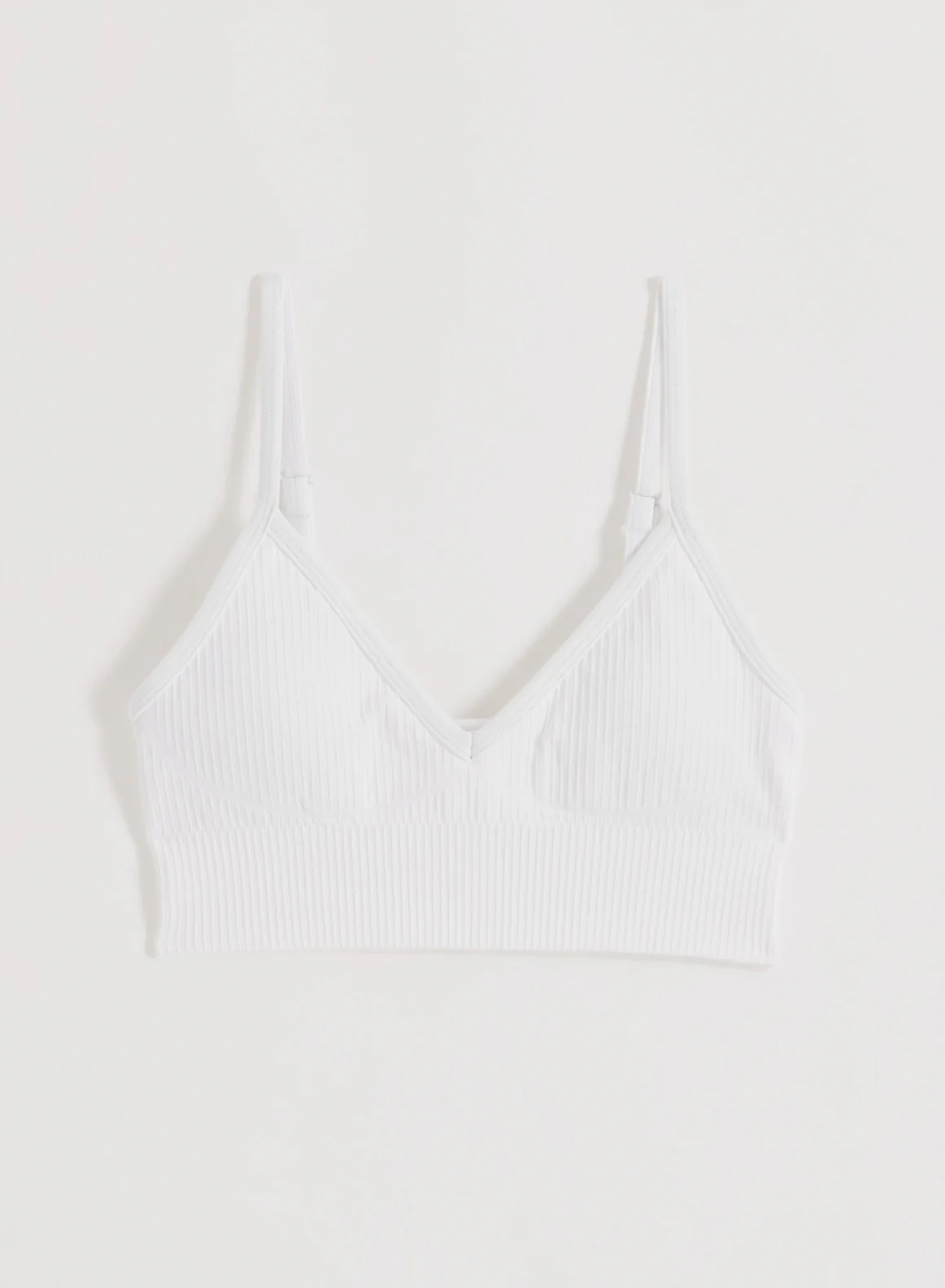 White Ribbed Seamless Deep Cut Bra - Image 4