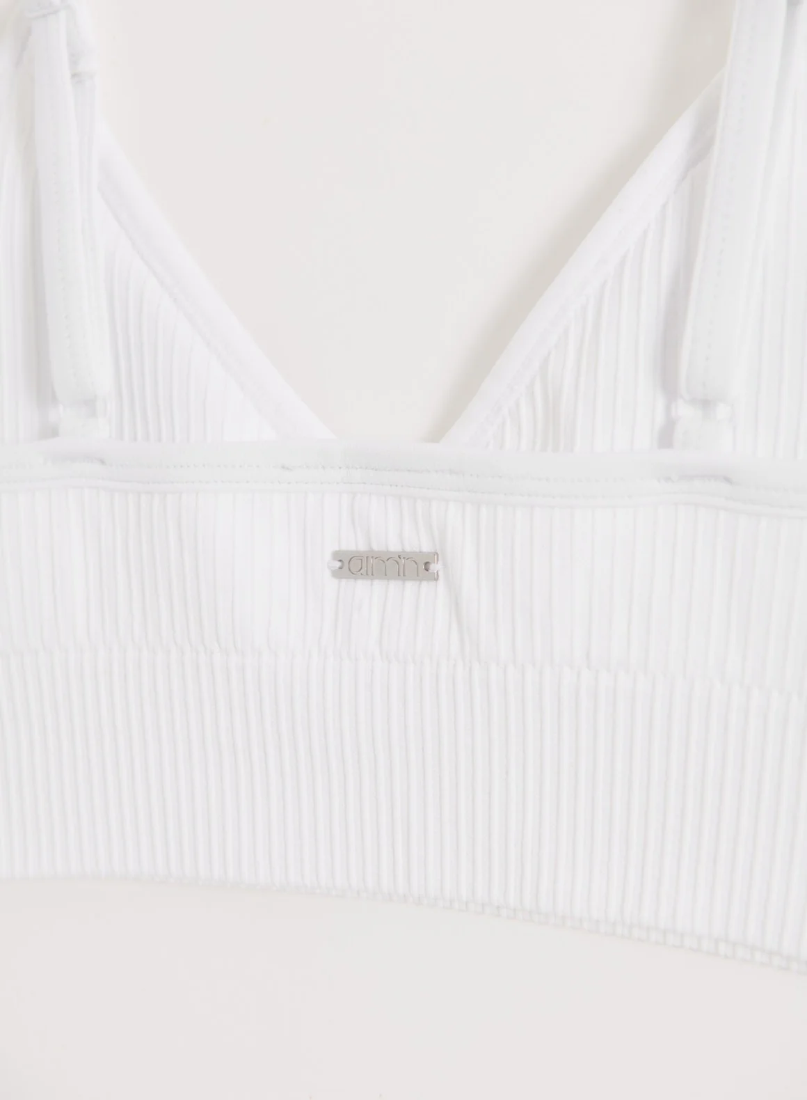 White Ribbed Seamless Deep Cut Bra - Image 7